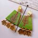 Light Green Leaf Pattern Golden Charm Earrings